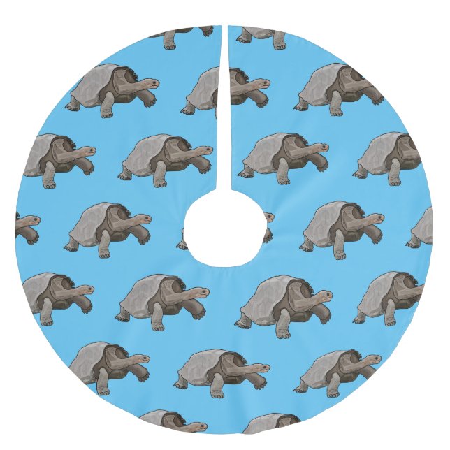 Galapagos-Tortoise-Cartoon Polyester Weihnachtsbaumdecke (Vorderseite)