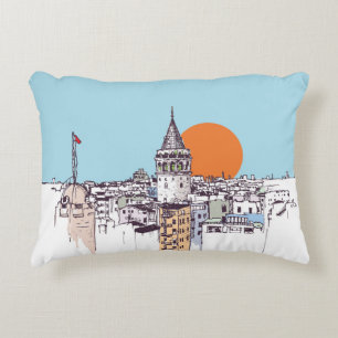 Galata Tower und Galata Bezirk Beyoglu Istanb Dekokissen