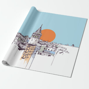 Galata Tower und Galata Bezirk Beyoglu Istanb Geschenkpapier