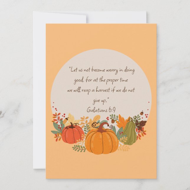 Galaten 6:9 Ernte Herbst Dankbarer Pumpkin Karte (Vorderseite)