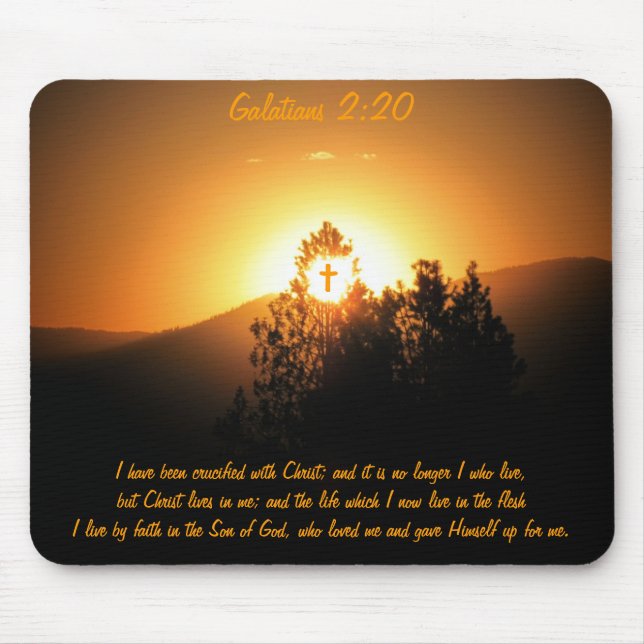 Galatians 2:20 Crucified mit Christus Mousepad (Vorne)