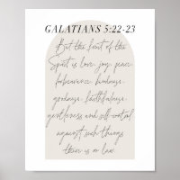 Galatians 5:22-23 Minimal Boho Beige Arch Script