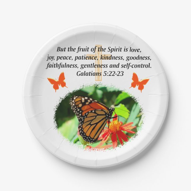 GALATIANS 5 BUTTERFLY FOTO DESIGN PAPPTELLER (Vorderseite)