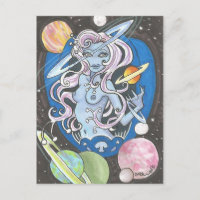 Galaxia Sci-Fi Space Girl Fantasy-Planeten Postcar