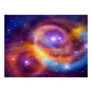 Galaxie-Array aus Sternen und Gasen Poster