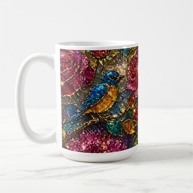 Galaxie-Blumen-Vogel-Muster Kaffeetasse (Links)
