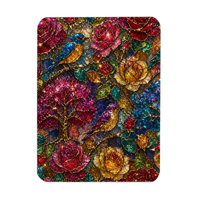 Galaxie-Blumen-Vogel-Muster Magnet (Vertikal)