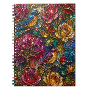 Galaxie-Blumen-Vogel-Muster Notizblock