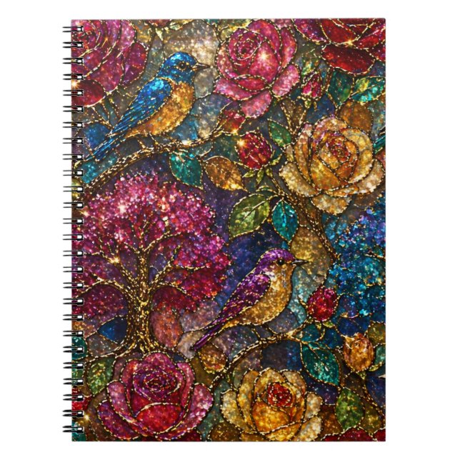 Galaxie-Blumen-Vogel-Muster Notizblock (Vorderseite)