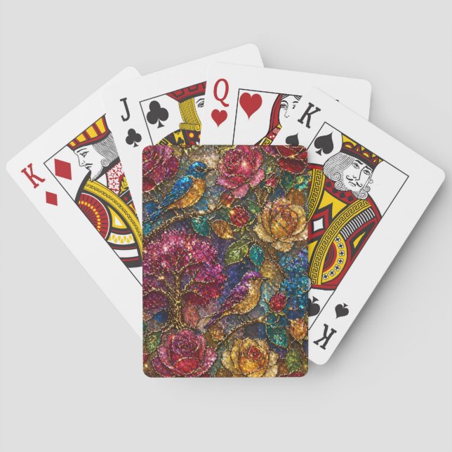 Galaxie-Blumen-Vogel-Muster Spielkarten (Rückseite)