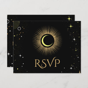 Galaxie céleste Noir Mariage RSVP