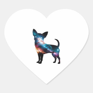 Galaxie Chihuahua Silhouette Herz-Aufkleber