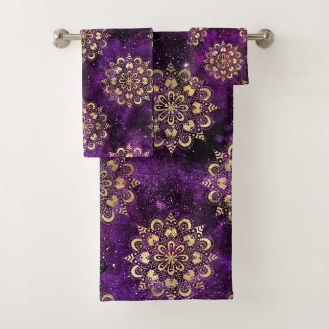Galaxie dorée et violette Motif Mandala Dharma (En situation)