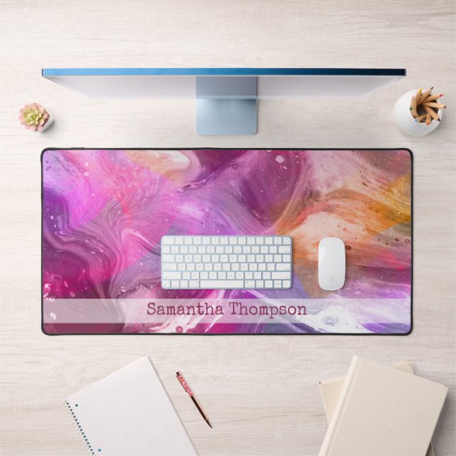 Galaxie en marbre rose et violet Nom (Bureau 1)