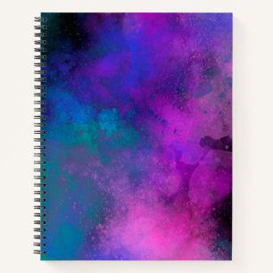 Galaxie-Farbspritzer-Effekt blau grün rosa Notizbuch