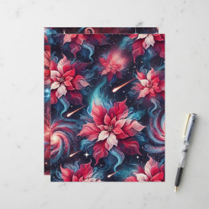 Galaxie florale Poinsettia Motif papier à rebut