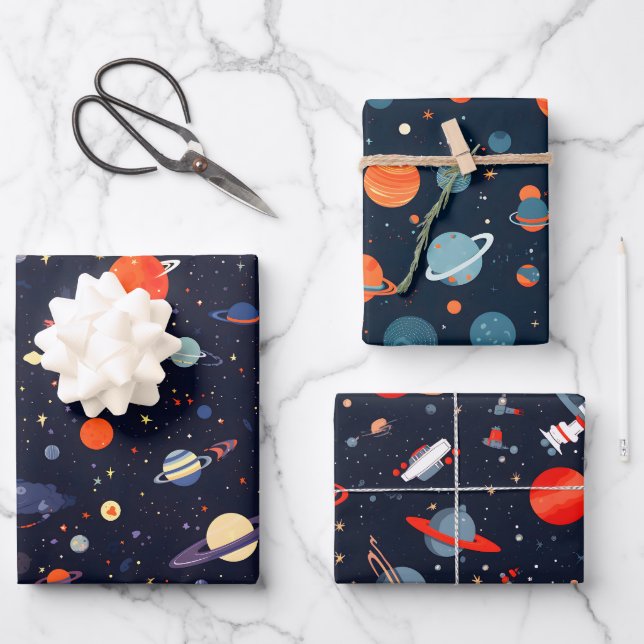 Galaxie Geschenkpapier Set (Vorderseite)