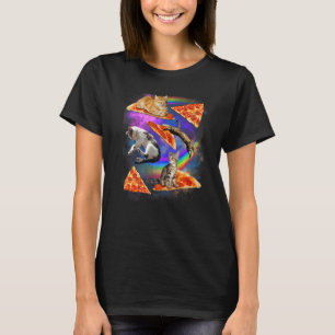 Galaxie Katze Im Weltraum Katze Reitet Pizza T-Shirt