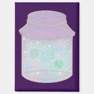 Galaxie-Katze in einem Glas   Kawaii Weltraum-Katz Magnet