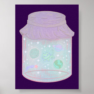 Galaxie-Katze in einem Glas   Kawaii Weltraum-Katz Poster