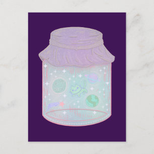 Galaxie-Katze in einem Glas Kawaii Weltraum-Katz Postkarte