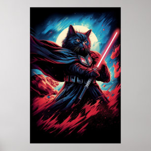 Galaxie-Katze-Schwertkämpfer Poster
