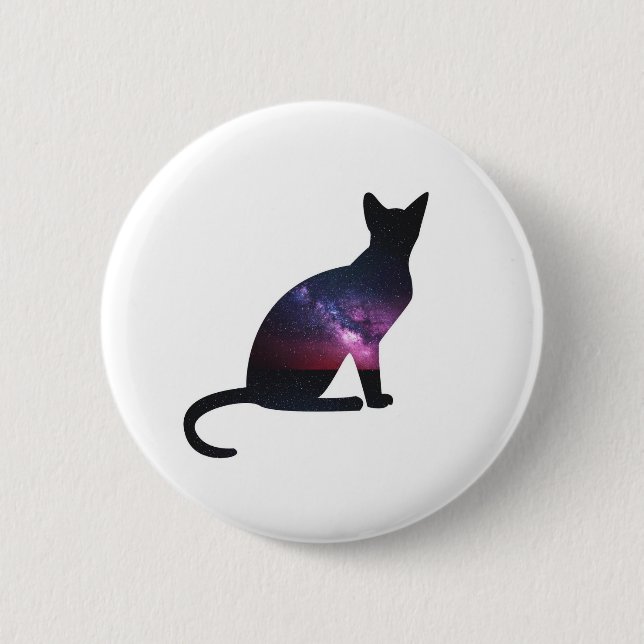 Galaxie-Katzen-Knopf Button (Vorderseite)