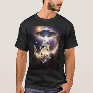 Galaxie-Katzen UFO-Alien T-Shirt