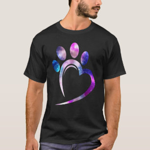 Galaxie Katzenpfote Herz Katzenliebhaber T-Shirt