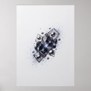 Galaxie-Kristallcluster-Geometrisches Poster