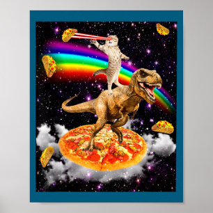 Galaxie-Laserkatze auf Dinosaurier auf Zza mit Tac Poster