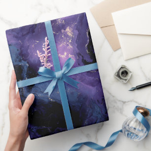 Galaxie Lila Nebel Weltraum Schwarzes abstraktes M Geschenkpapier