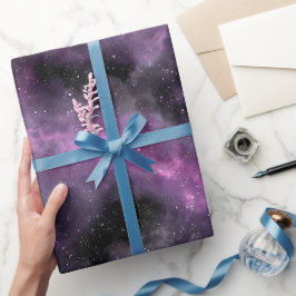 Galaxie Lila Nebel Weltraum Schwarzes abstraktes M Geschenkpapier