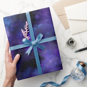 Galaxie Lila Nebel Weltraum Schwarzes abstraktes M Geschenkpapier