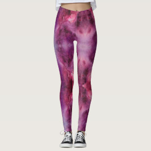 Galaxie Lila und Rot Wasserfarbe Leggings