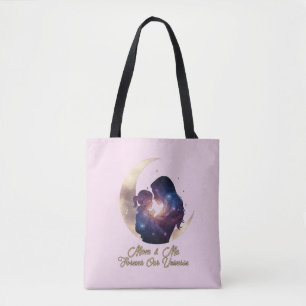 Galaxie Mama & Kind Silhouette Mond Kunst Tasche