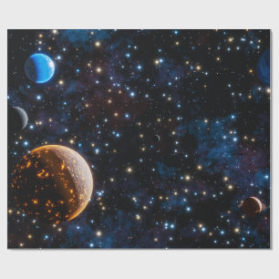 Galaxie mit Sternen und Planeten Geschenkpapier