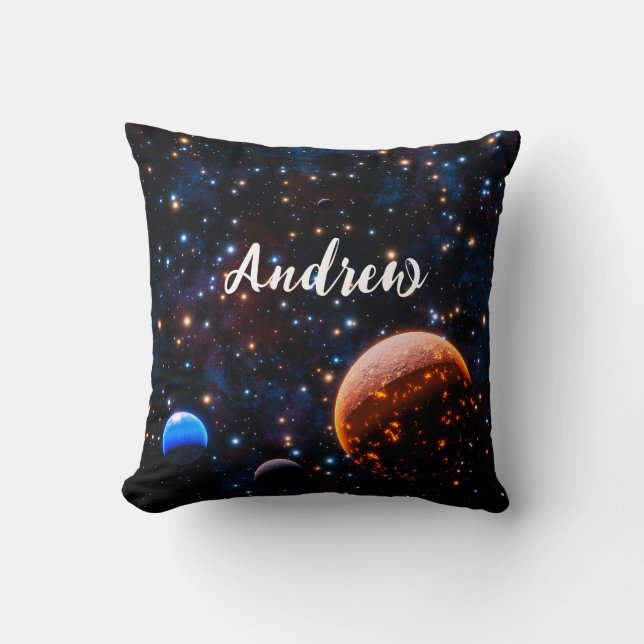 Galaxie mit Sternen und Planeten Kissen (Vorderseite)