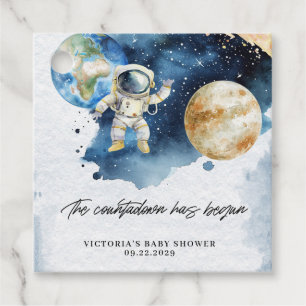 Galaxie Planeten Countdown Baby Shower Geschenkanhänger