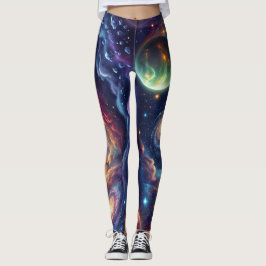 Galaxie Planeten Kosmisches Muster Leggings