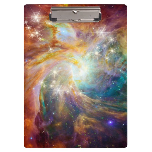 Galaxie-Raum-Nebelfleck-blaues Goldlavendel-Rosa Klemmbrett (Vorderseite)