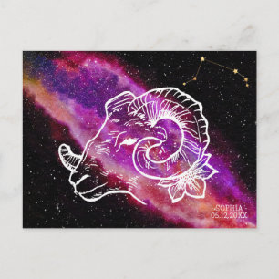 Galaxie Rosa Lila Widder Sternbild Tierkreiszeiche Postkarte