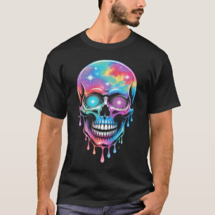 Galaxie-Schädel schmilzt leuchtende Sterne T-Shirt