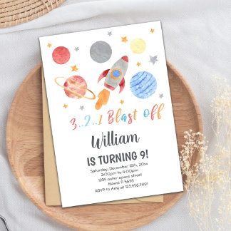 Galaxie-Thema für Kinder Einladung