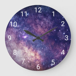 Galaxie Weltraum Himmel Sterne Blau Nacht Zahlen  Große Wanduhr