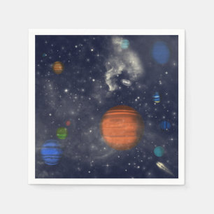 Galaxien mit Sternen und Planeten im Weltraum Serviette