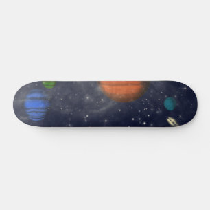 Galaxien mit Sternen und Planeten im Weltraum Skateboard