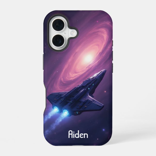 Galaxienschiff iPhone 16 Hülle (Rückseite)