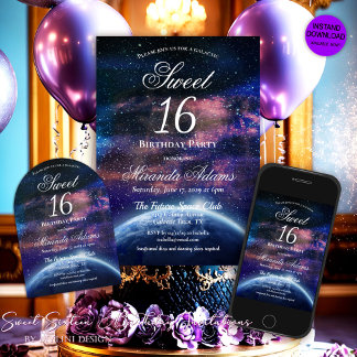 Galaxy 16 . Geburtstag Birthday Einladung