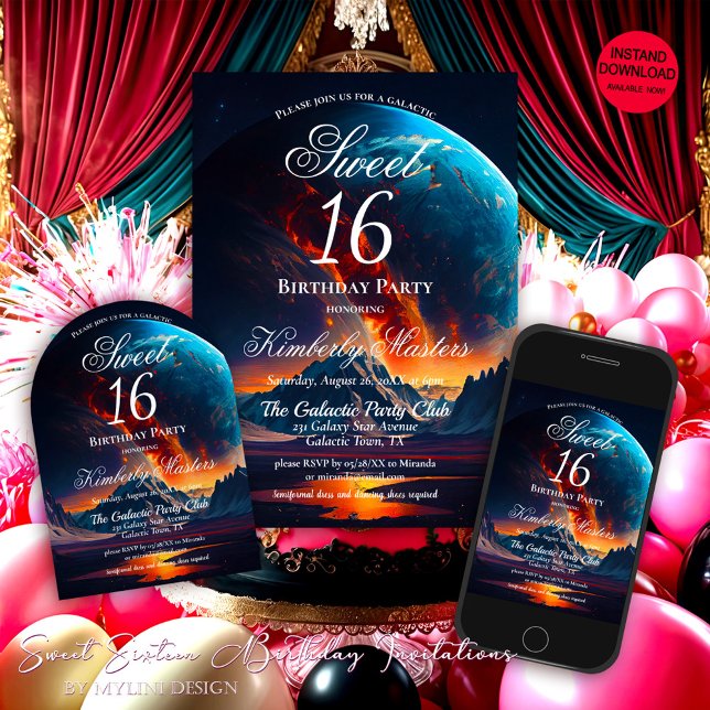 Galaxy 16 . Geburtstag Geburtstagsparty Einladung (Von Creator hochgeladen)